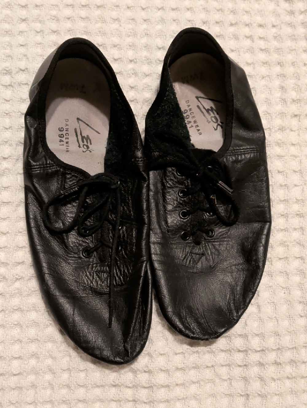 Lee Black Leather Slip-On Lace Dance Shoes